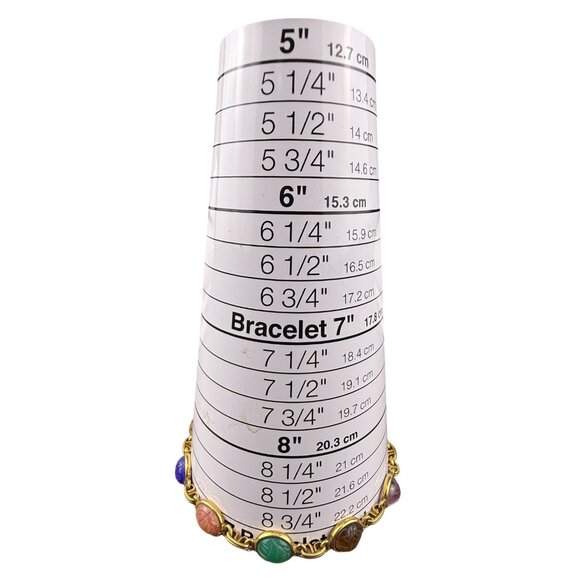 Multi-Stone Gold Tone Scarab Bracelet Chain Link 8" Length 2012 Candies Design - Picture 4 of 4